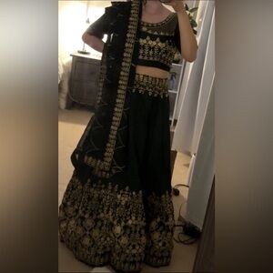 Green + Gold Lehenga Set